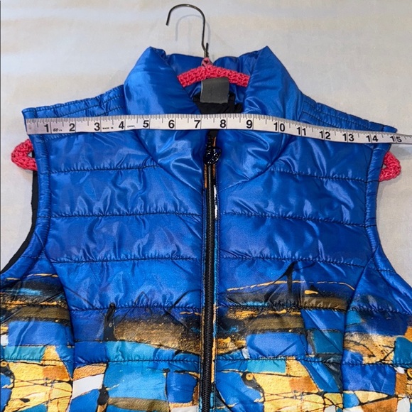 Dolcezza Simply Art Puffer Vest Gold and Blue Quilted for Layering - Picture 7 of 15